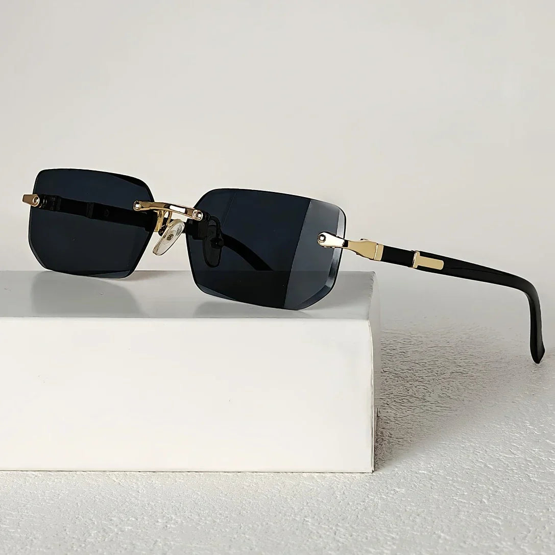 Trendy Rimless Cut Edge Rectangle luxury sunglasses 🕶️ A014