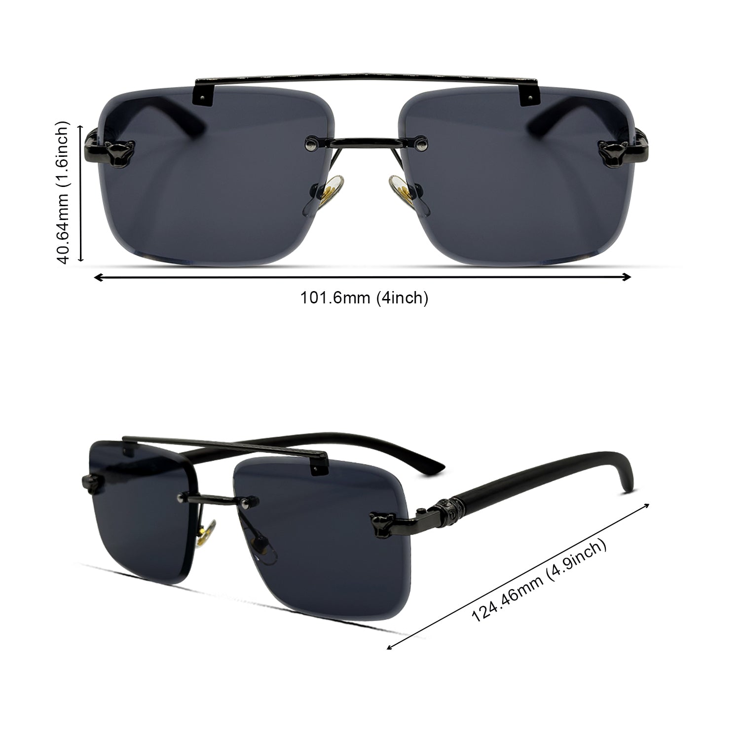 Mafia Black Luxury Rimless Sunglasses 🕶️ A019
