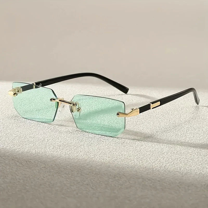 Trendy Rimless Cut Edge Rectangle luxury sunglasses 🕶️ A014