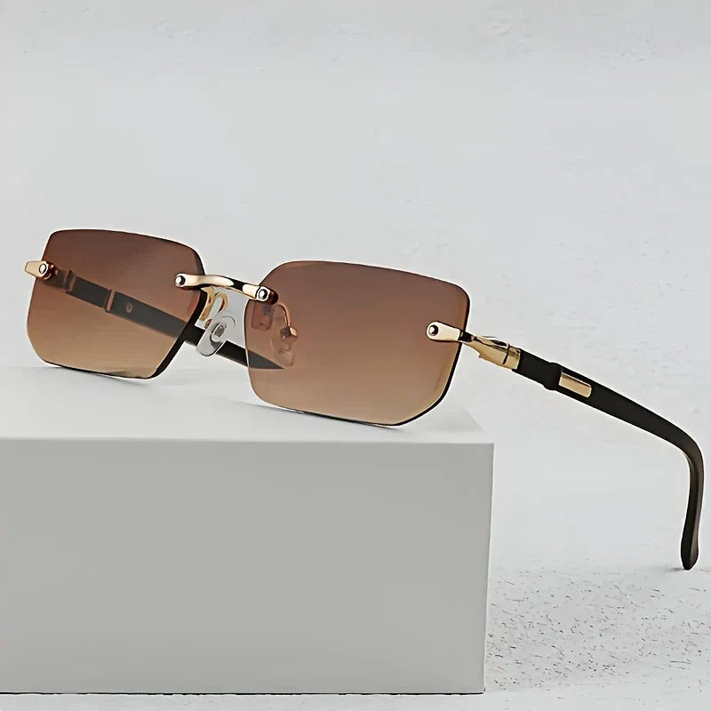 Trendy Rimless Cut Edge Rectangle luxury sunglasses 🕶️ A014