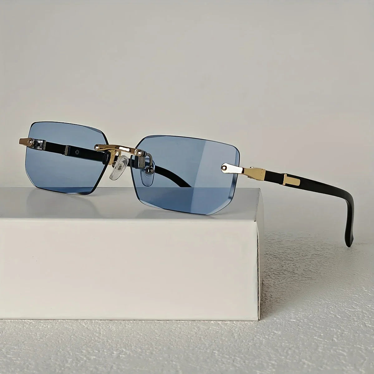 Trendy Rimless Cut Edge Rectangle luxury sunglasses 🕶️ A014