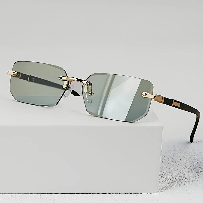 Trendy Rimless Cut Edge Rectangle luxury sunglasses 🕶️ A014
